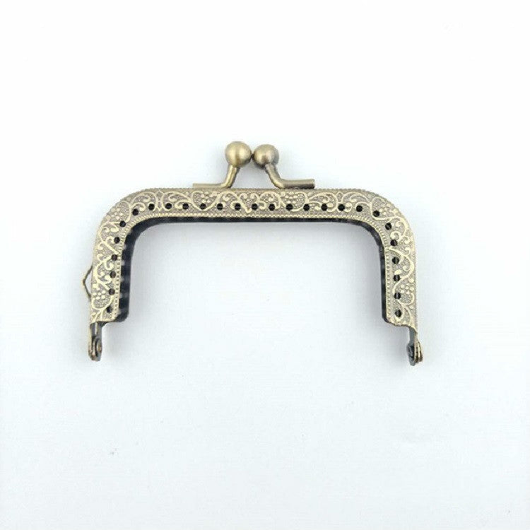 Square Embossed Wallet Handbag Metal Handle