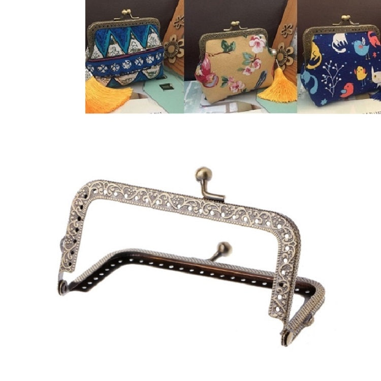 Square Embossed Wallet Handbag Metal Handle