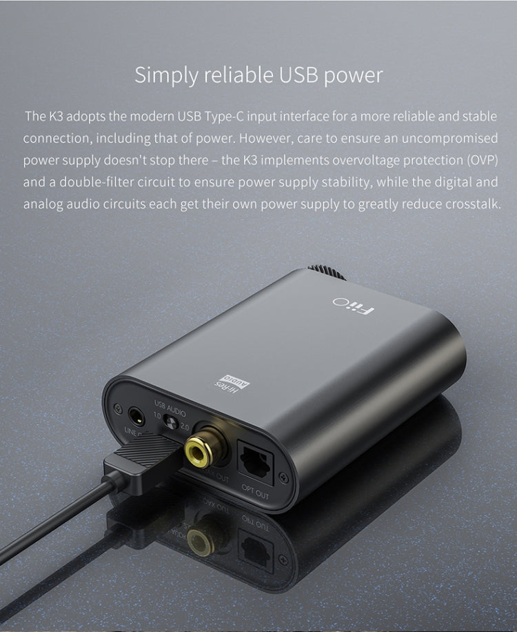 FiiO K3便攜式耳機放大器用於PC的DSD USB DAC，支持COAXIAL / OPTICAL / 2.5 BALANCE
