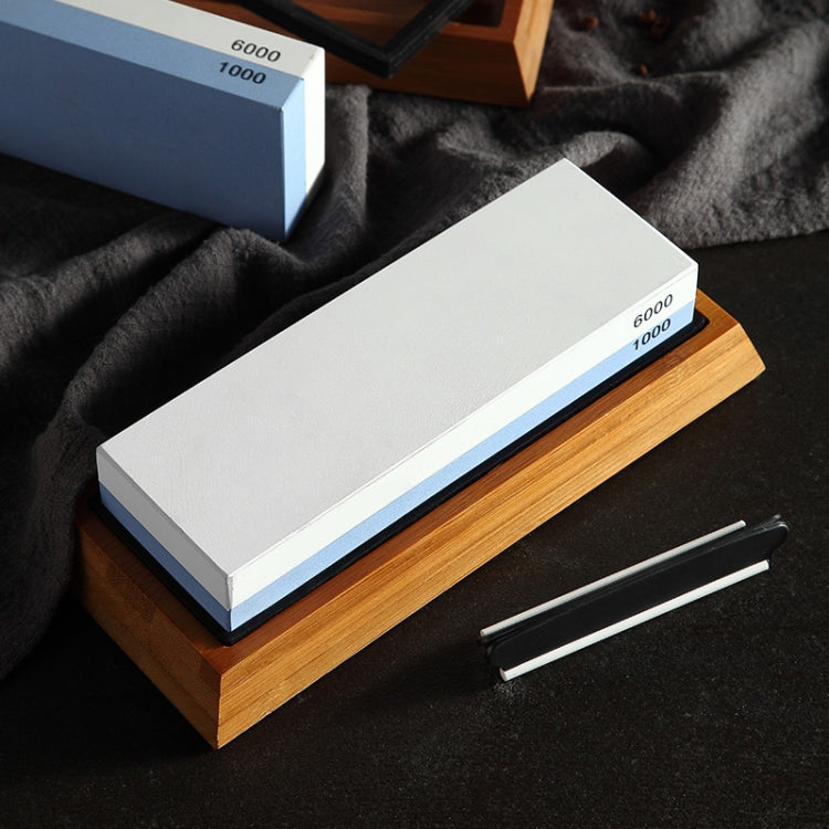 1000/6000紅白磨刀石雙面竹底座套裝
