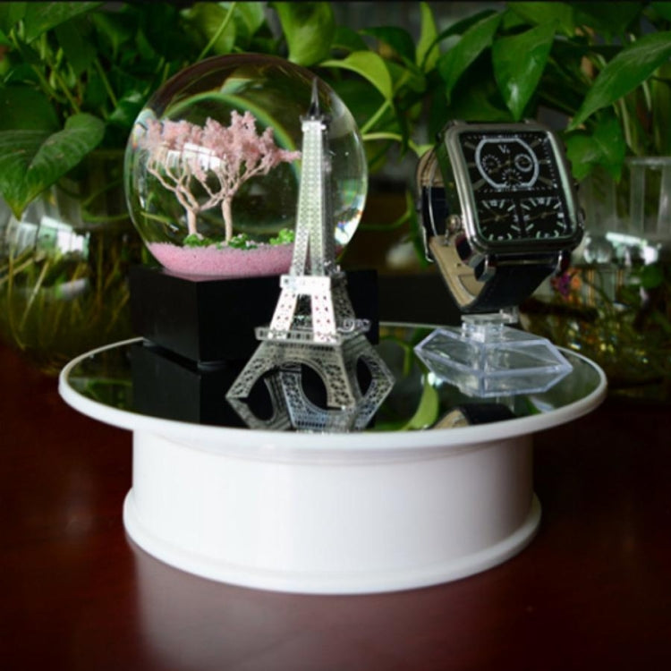 30cm 360度電動旋轉轉盤展示架攝影視頻拍攝道具轉盤 負載4kg 電池插電雙用展台 白色鏡面