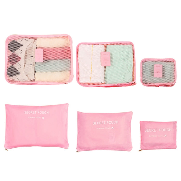 6件/套 旅行袋 衣服行李收納袋 高容量網狀包裝袋