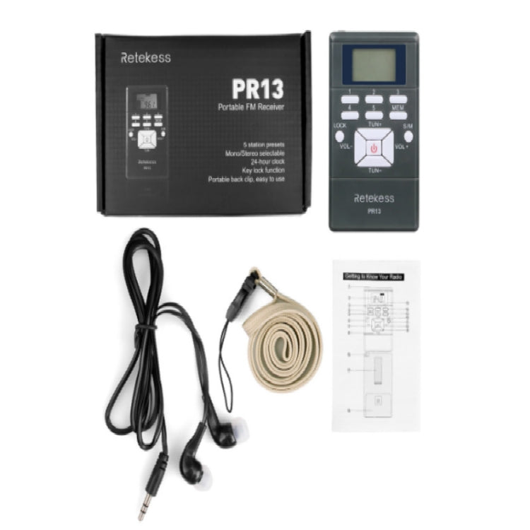 Retekess PR13 便攜式FM收音機帶掛繩&耳機