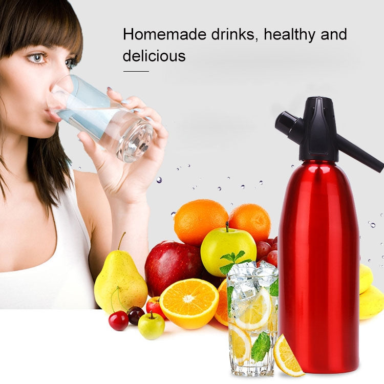 手動蘇打虹吸式CO2分配器水泡發生器冷飲雞尾酒蘇打機 鋁製DIY蘇打水機 容量：1L