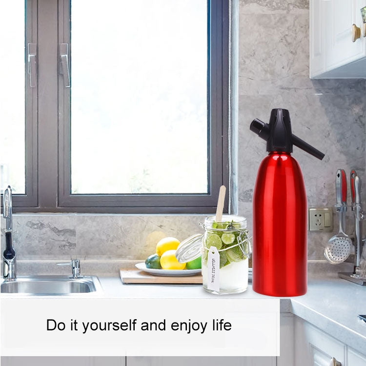 手動蘇打虹吸式CO2分配器水泡發生器冷飲雞尾酒蘇打機 鋁製DIY蘇打水機 容量：1L