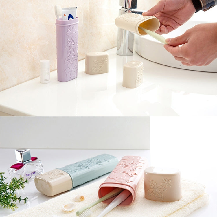 便攜式花雕牙刷架 戶外家用牙膏收納盒洗漱杯