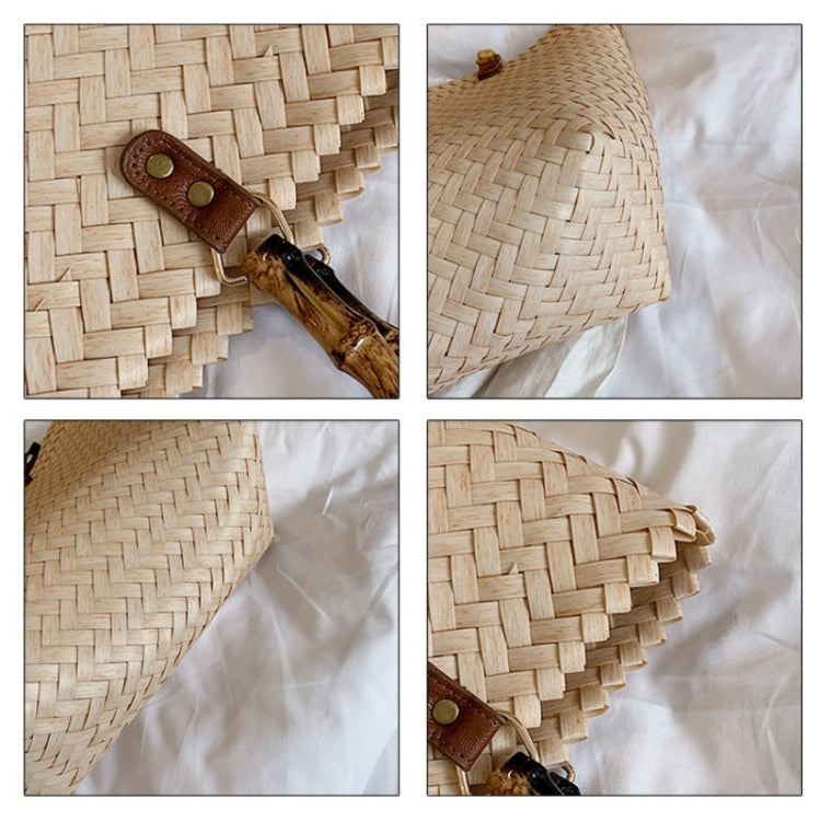 復古大容量竹節手提草編沙灘包