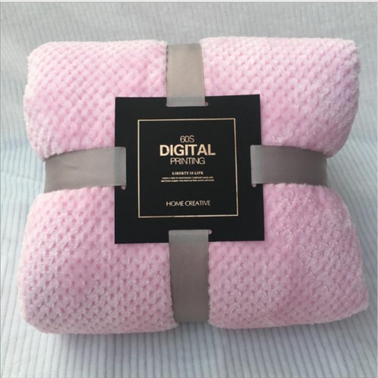 加厚純色網眼菠蘿格毛毯法蘭絨蓋毯珊瑚絨 空調沙發套冬季保暖床單易洗人造毛皮毯