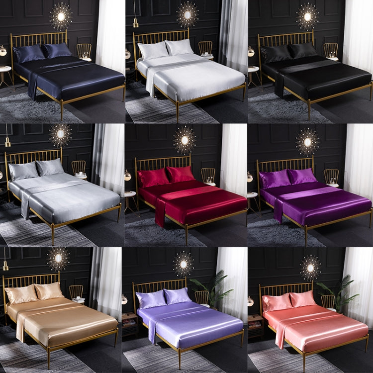 家用冰絲仿真絲四件套枕套床單床笠套裝