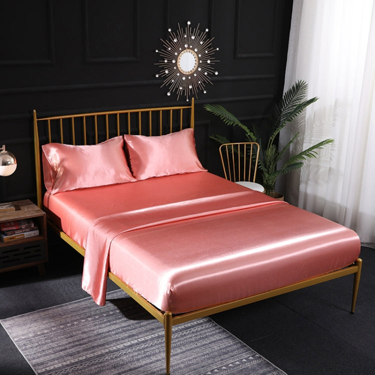 家用冰絲仿真絲四件套枕套床單床笠套裝