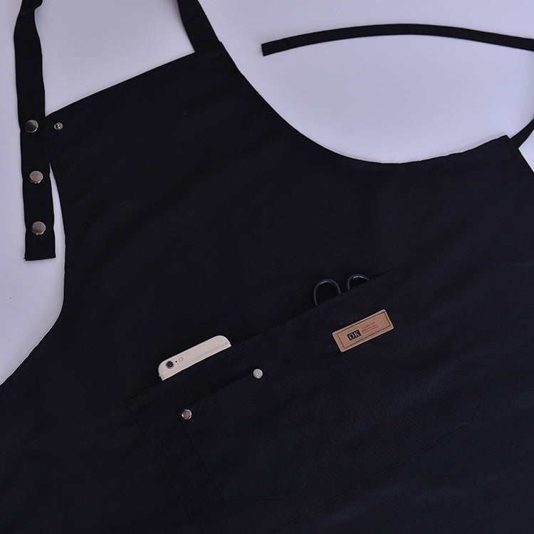 純色烹飪廚房圍裙女士男士廚師服務員咖啡店燒烤美髮師圍裙