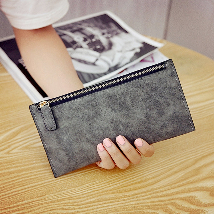 女士長款錢包簡約款式零錢包皮革薄款錢包