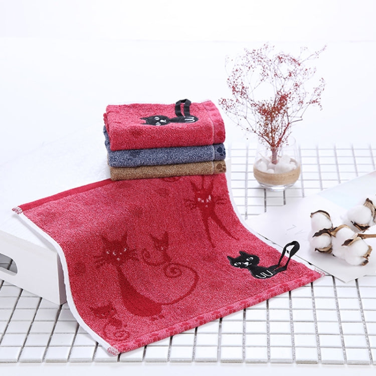 可愛小貓圖案打印棉柔軟兒童毛巾l家用面巾卡通貓棉毛巾