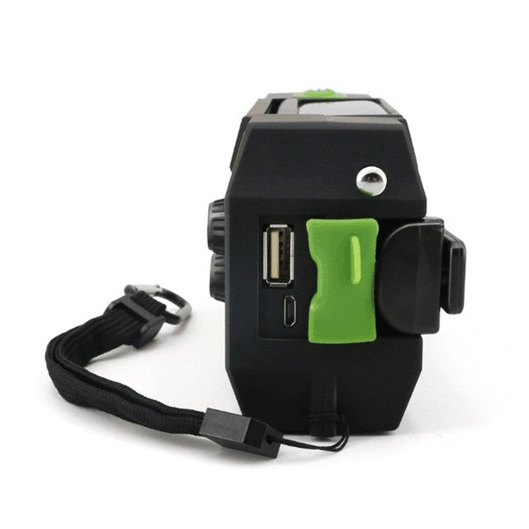 太陽能手搖發電LED手電筒全波段收音機檯燈警報器