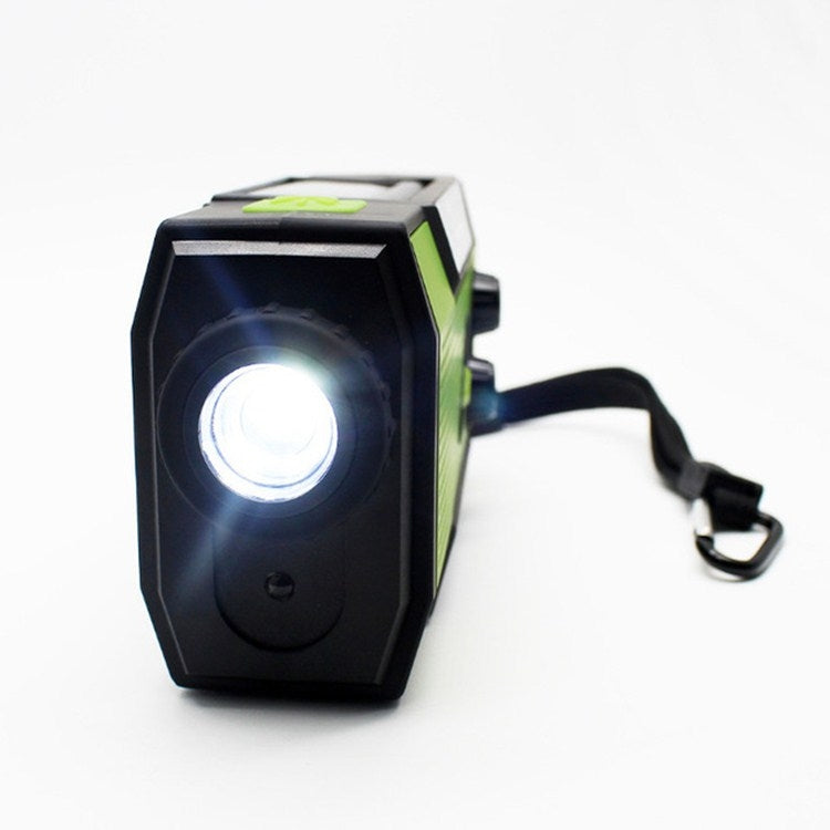 太陽能手搖發電LED手電筒全波段收音機檯燈警報器