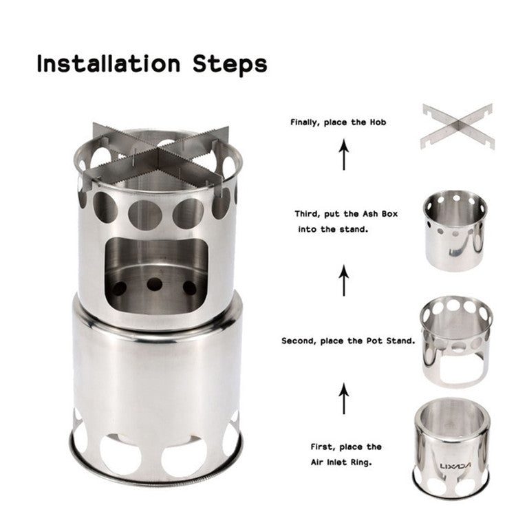 戶外徒步野營柴火爐套裝含餐具