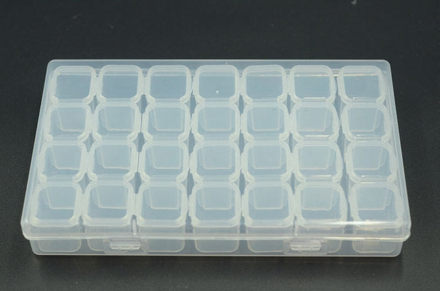 28格收納盒整理防塵獨立分格迷你鑽盒飾品盒PP塑料藥盒