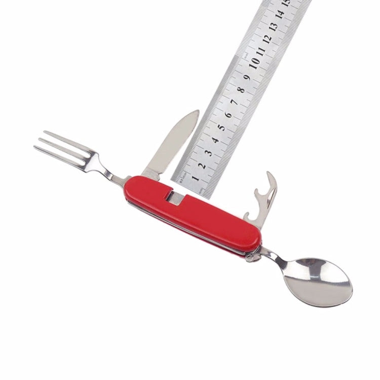 戶外餐具不銹鋼勺子/叉子/刀/開瓶器4合1多功能摺疊餐具套裝
