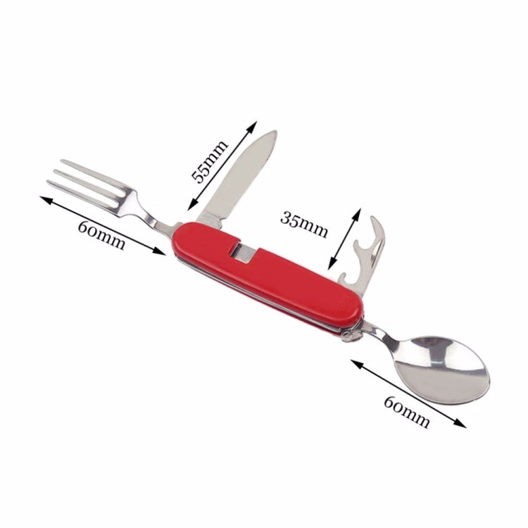 戶外餐具不銹鋼勺子/叉子/刀/開瓶器4合1多功能摺疊餐具套裝
