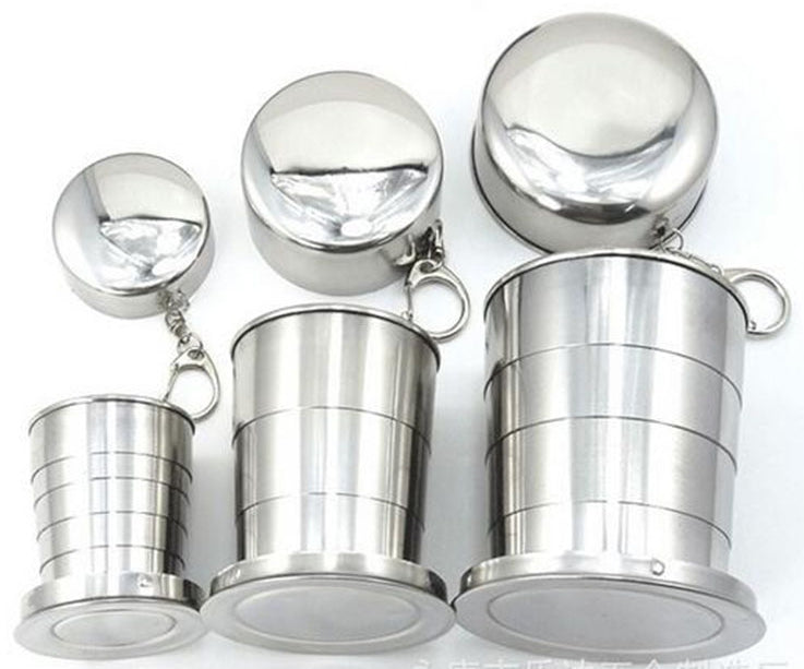 不銹鋼野營摺疊杯旅行戶外露營登山杯便攜式可摺疊杯