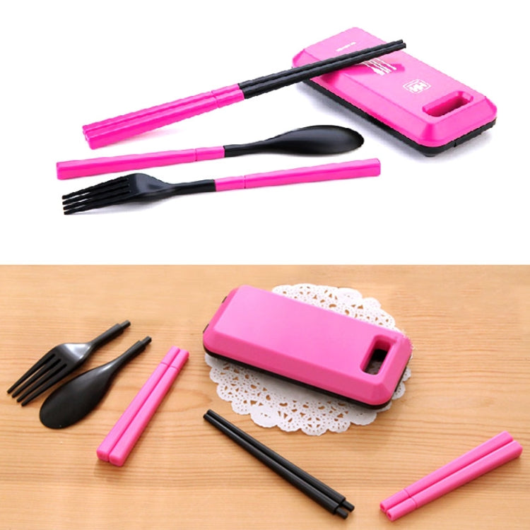 3合1 ABS摺疊餐具叉筷子套裝帶收納盒戶外露營遠足旅行餐具套裝