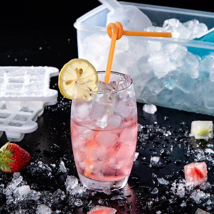 家用硅膠製冰盒帶蓋冰塊模具冰格冰箱速凍器 顏色隨機