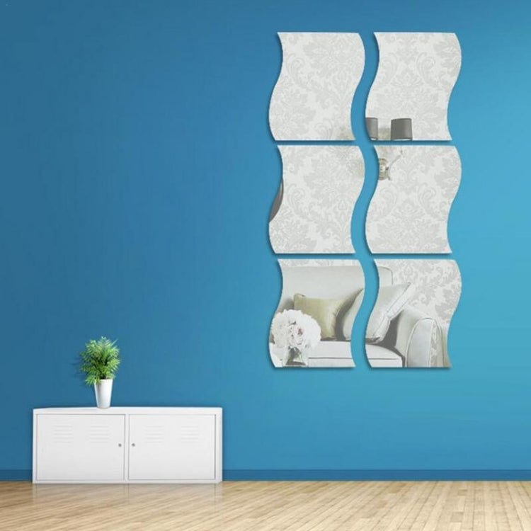 壁掛鏡亞克力DIY波浪形可拆卸玻璃貼紙化妝鏡家居卧室裝飾