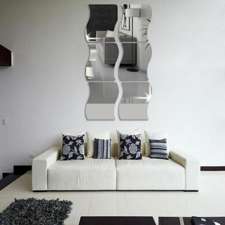 壁掛鏡亞克力DIY波浪形可拆卸玻璃貼紙化妝鏡家居卧室裝飾