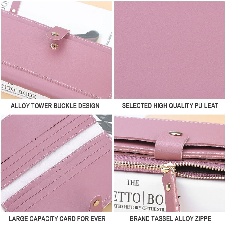 女士長款搭扣真皮錢包手拿包零錢包