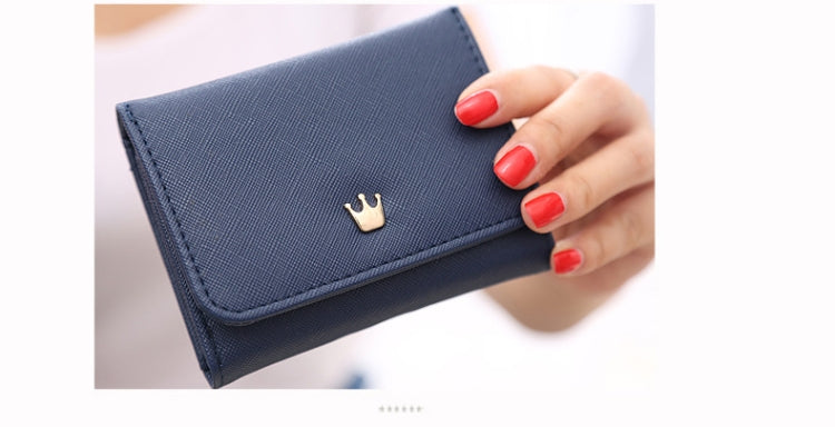 皇冠裝飾迷你摺疊PU皮革女士短款錢包零錢包卡包