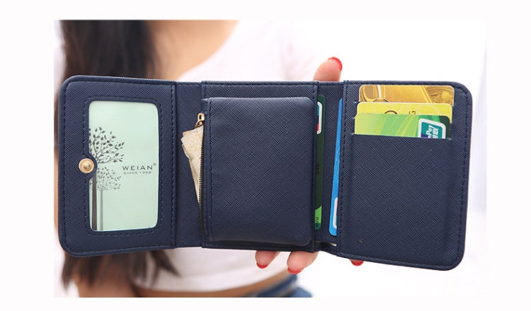 皇冠裝飾迷你摺疊PU皮革女士短款錢包零錢包卡包