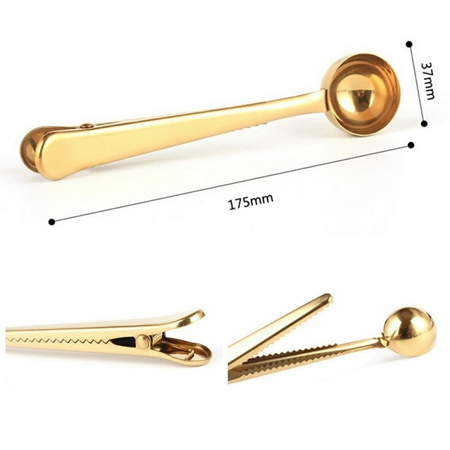 多功能廚房帶夾子咖啡勺不銹鋼茶咖啡量杯咖啡勺