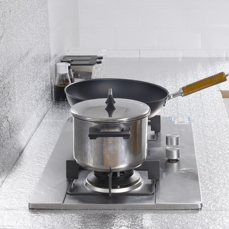 廚房壁爐鋁箔防油貼紙 防污高溫自粘式可壓花壁紙牆貼