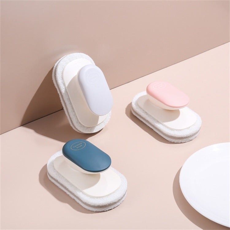 海綿刷清潔檯面多功能廚房衛浴百潔布洗碗洗鍋刷 帶手柄