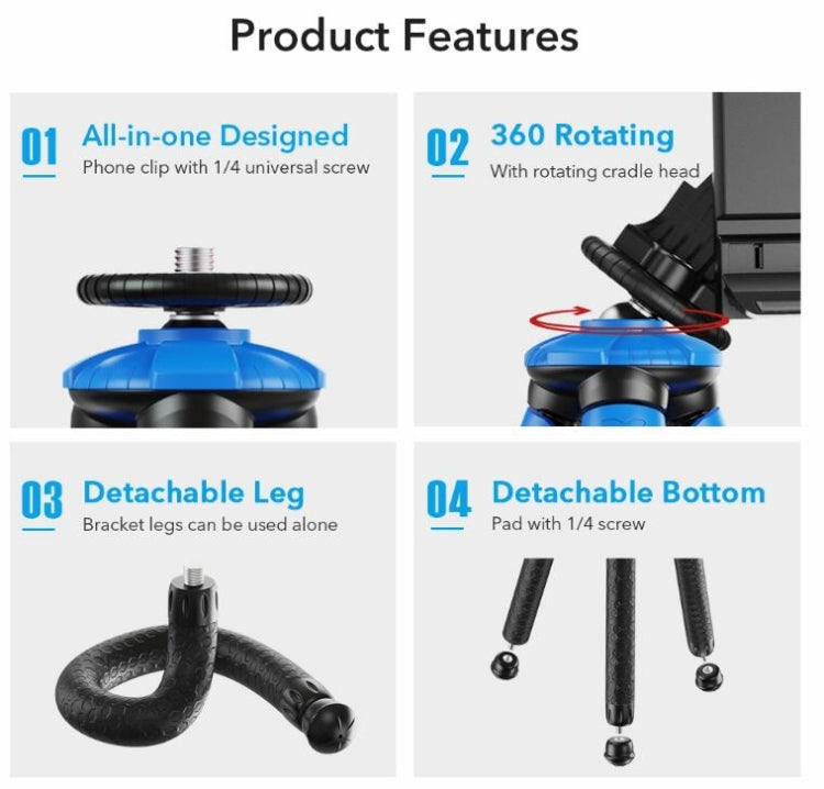 APEXEL APL-JJ07 便攜軟管八爪魚迷你手機gopro相機自拍直播支架