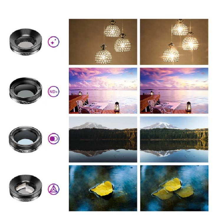 APEXEL APL-DG11 11合一 多功能魚眼廣角微距偏振星光漸變濾鏡套裝通用手機鏡頭套裝