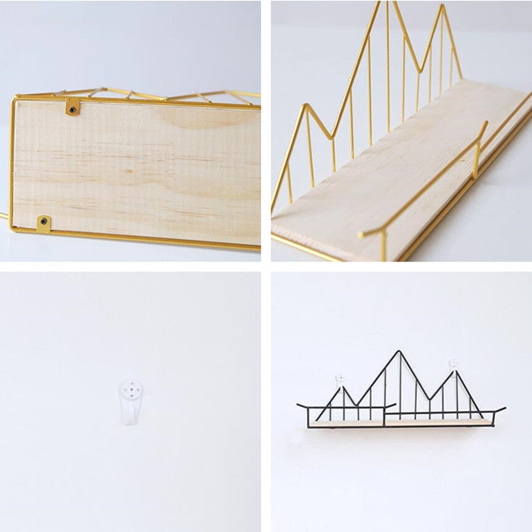 鐵藝木質一字隔板置物架家居裝飾牆上置物架