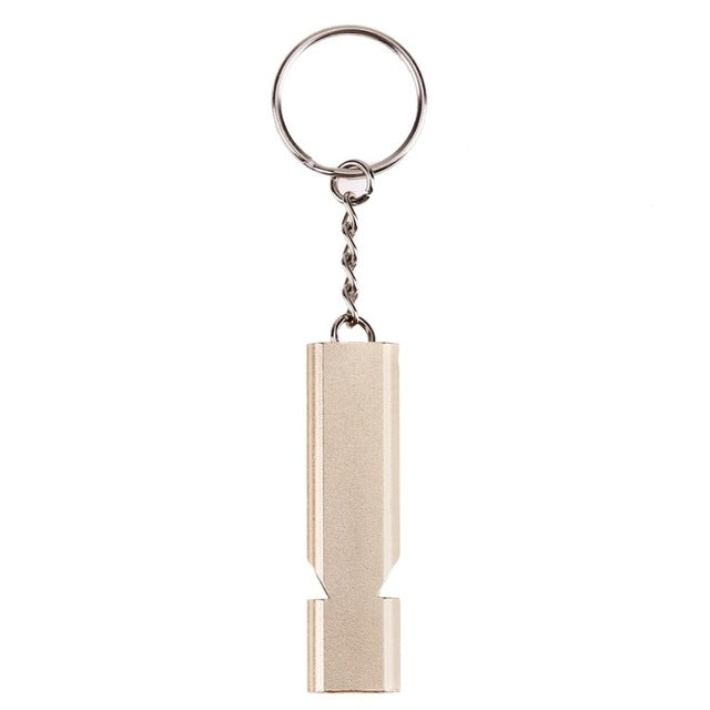 迷你便攜式120db雙管高分貝戶外露營徒步求生口哨雙頻緊急口哨鑰匙扣