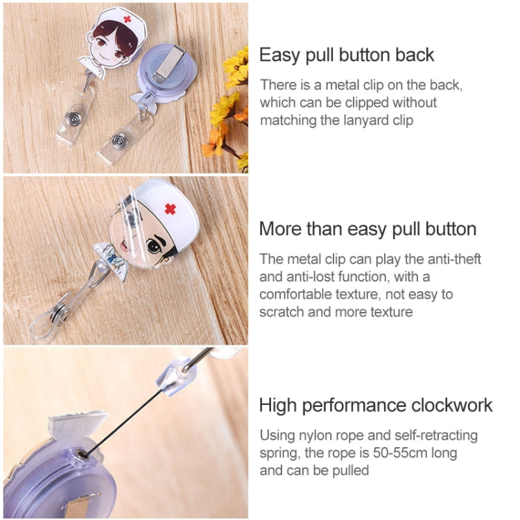 可愛可伸縮徽章捲軸護士ID名片卡徽章