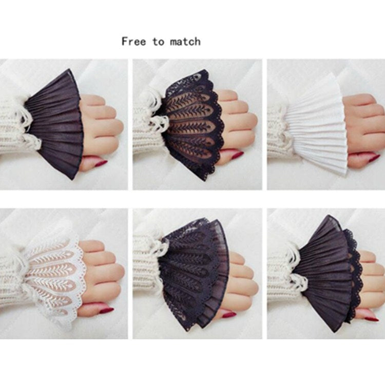 春秋女士雙層假袖套蕾絲鏤空鈎花袖口裝飾配件