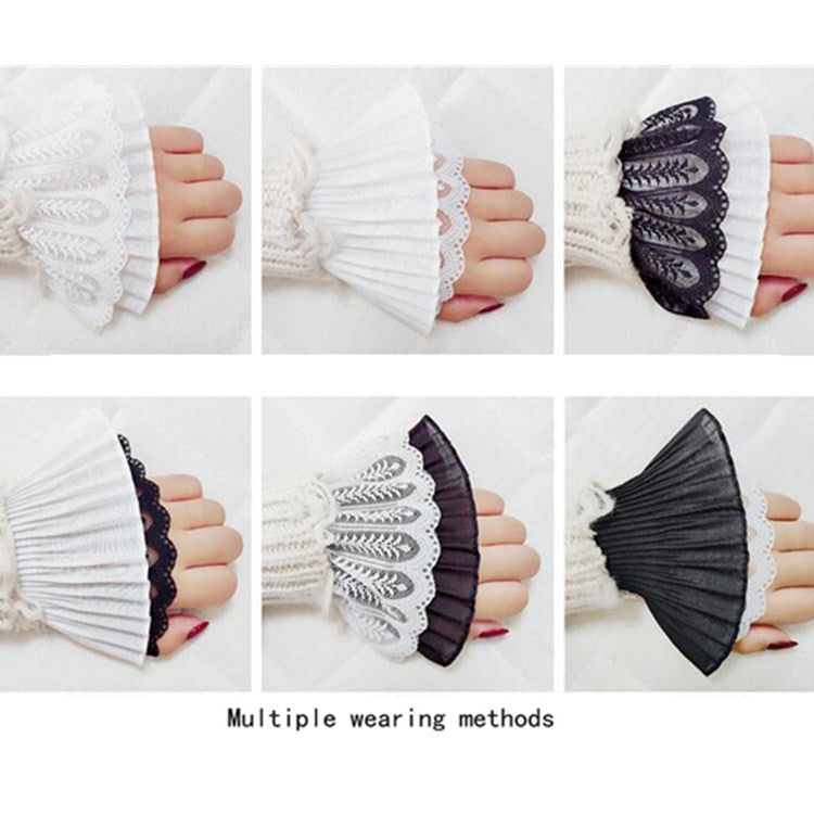 春秋女士雙層假袖套蕾絲鏤空鈎花袖口裝飾配件