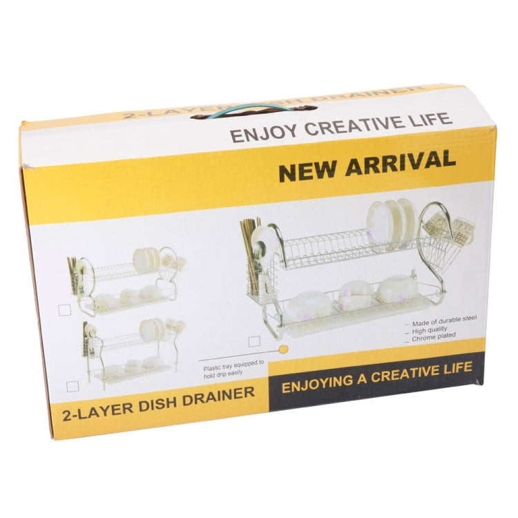 2層廚房碗乾燥架 排水置物架托盤餐具架