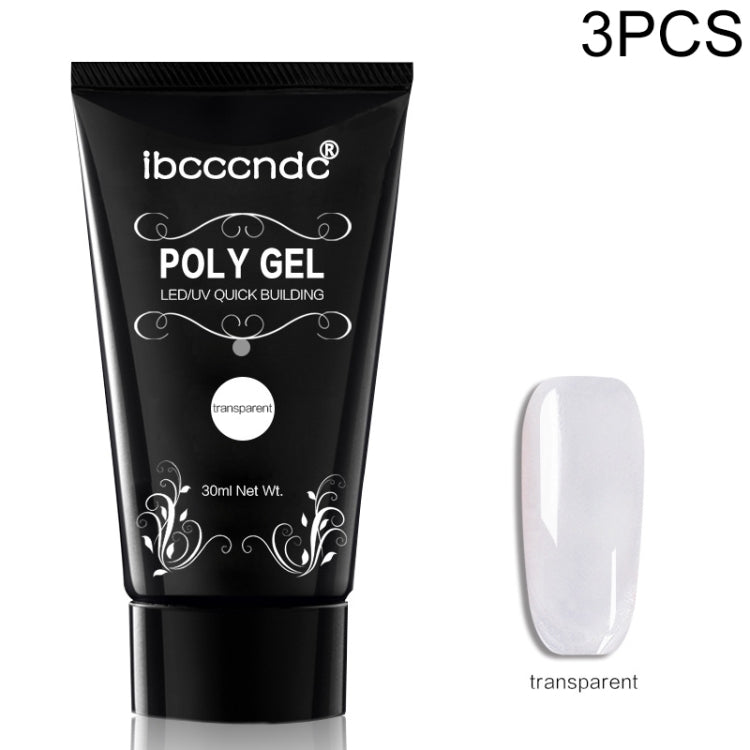 3件裝 指甲丙烯酸聚合物透明水晶凝膠