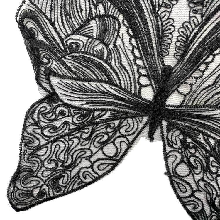 蝴蝶造型刺繡胸花蕾絲衣領DIY服裝輔料，尺寸：約42 x 38cm