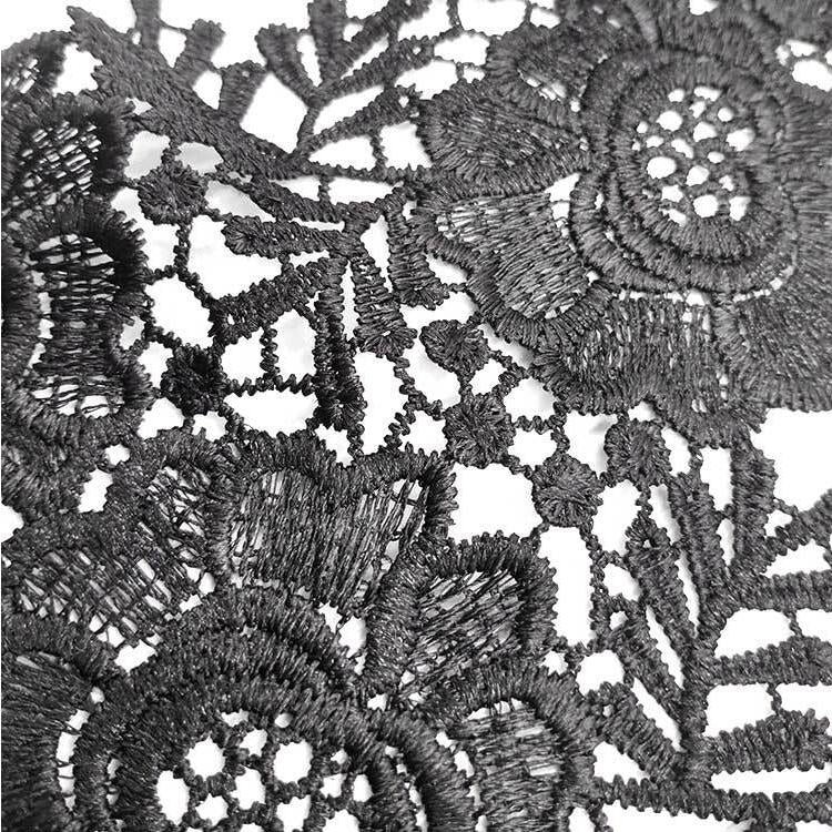 1對賣 立體鏤空花朵刺繡領花DIY服裝輔料，單邊尺寸：約30 x 18cm