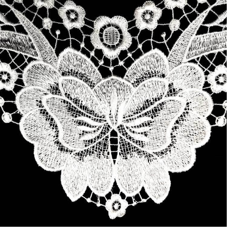 蕾絲蝴蝶花朵刺繡領花立體鏤空假領子DIY服裝配飾，尺寸：36 x 30cm