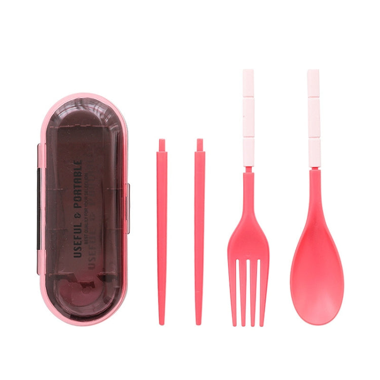 3件/套 迷你戶外便攜式旅行筷子勺叉套裝糖果色摺疊餐具學生兒童廚房工具