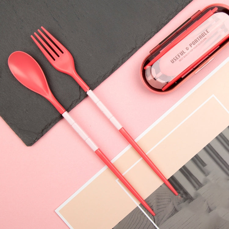3件/套 迷你戶外便攜式旅行筷子勺叉套裝糖果色摺疊餐具學生兒童廚房工具