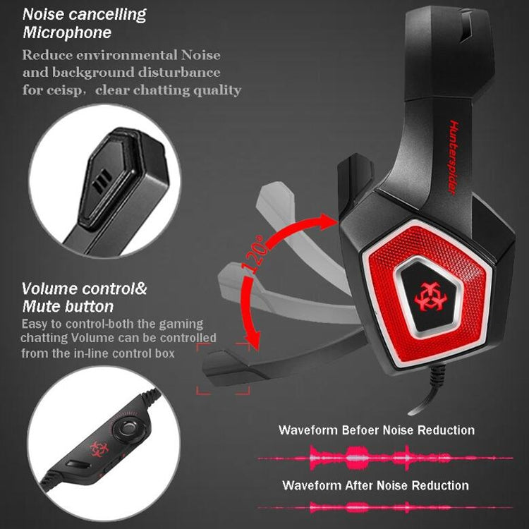 V1 3.5mm RGB七彩發光線控頭戴式遊戲耳機，線長：2.2m