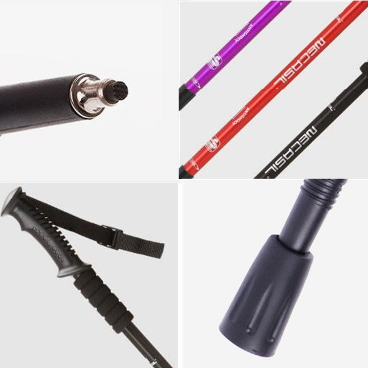 NECASIL 三節鋁合金直柄可伸縮帶減震登山杖